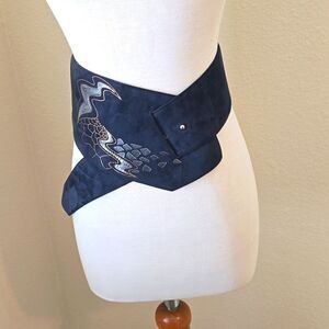 Charles Jourdan Navy Belt with Silver Detailing